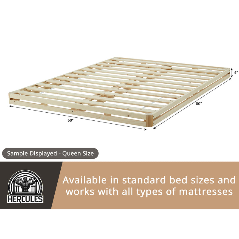 Hercules 4 Inch Low Profile Foundation Mattress Box Spring Replacement, Queen