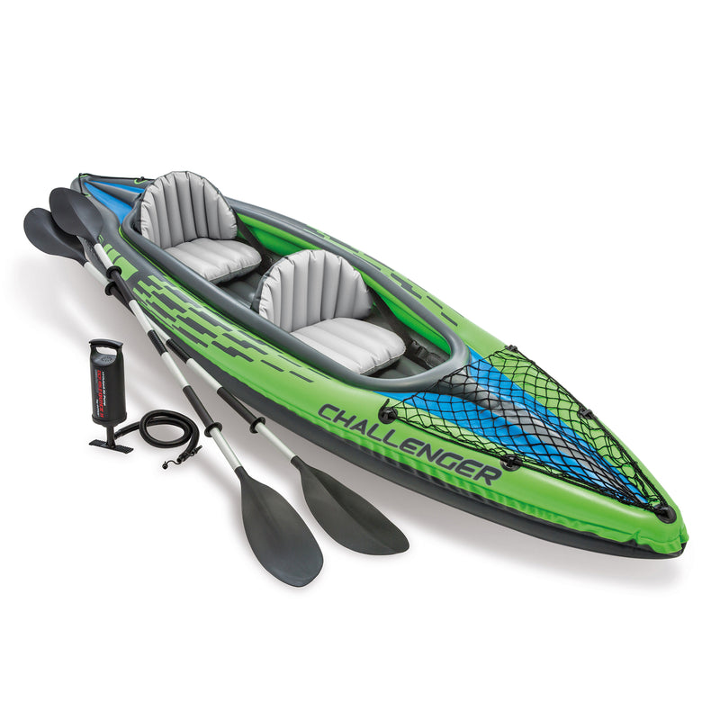 Intex Challenger K2 2-Person Inflatable Sporty Kayak + Oars And Pump (For Parts)