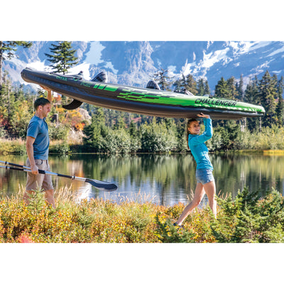 Intex Challenger K2 Two Person Inflatable Kayak Kit with Oars & Pump (Open Box)