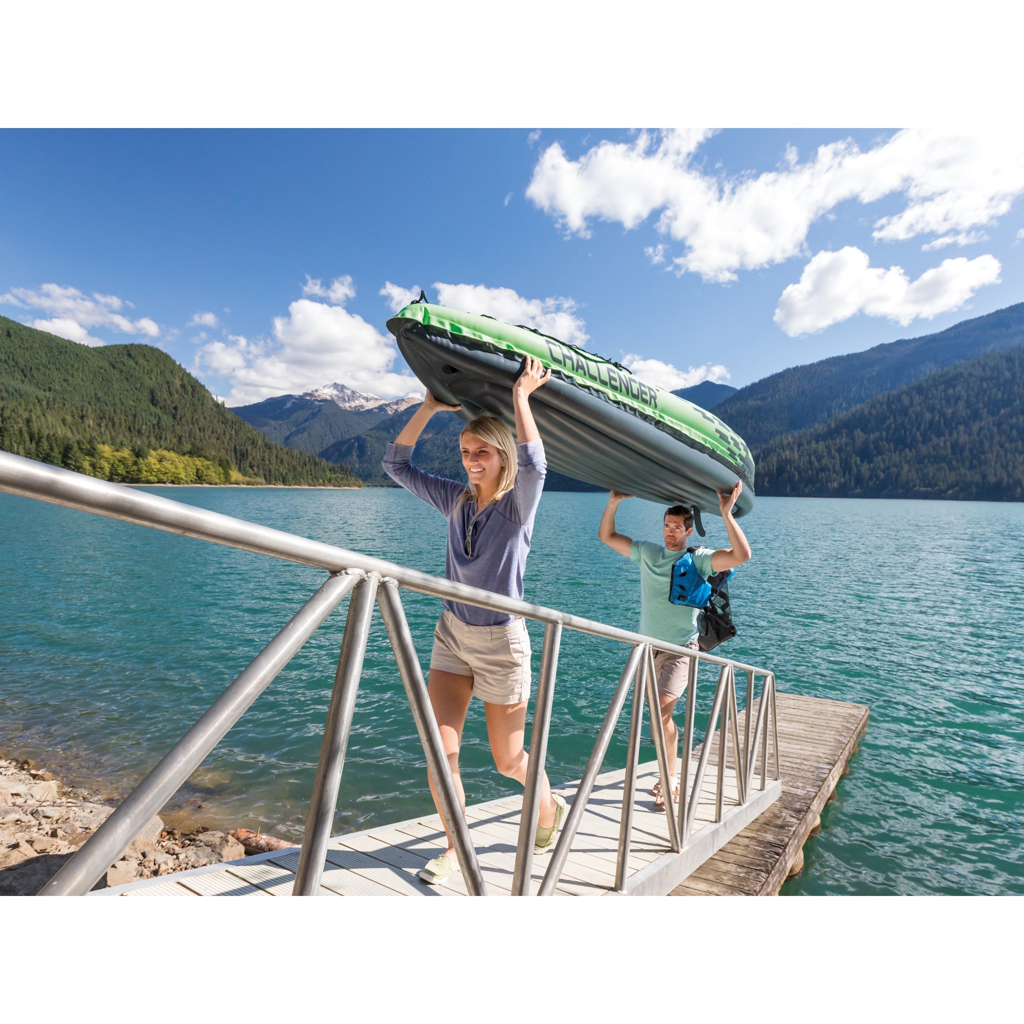Intex Challenger K2 2-Person Inflatable Sporty Kayak + Oars And Pump (For Parts) - VMInnovations