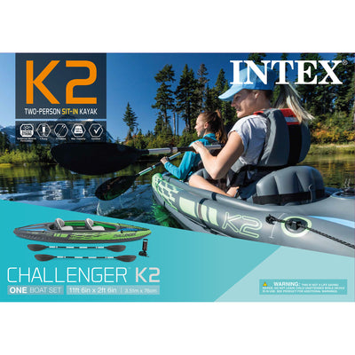 Intex Challenger K2 2-Person Inflatable Kayak Kit w/ Oars & Pump - (Used) - VMInnovations