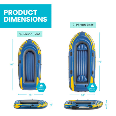 Intex 68370EP Challenger 3 Inflatable Raft Boat Set With Pump And Oars, Blue - VMInnovations