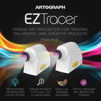 Artograph EZ Tracer Portable 15W LED Art Projector w/ 163mm Lens, White (2 Pack) - VMInnovations