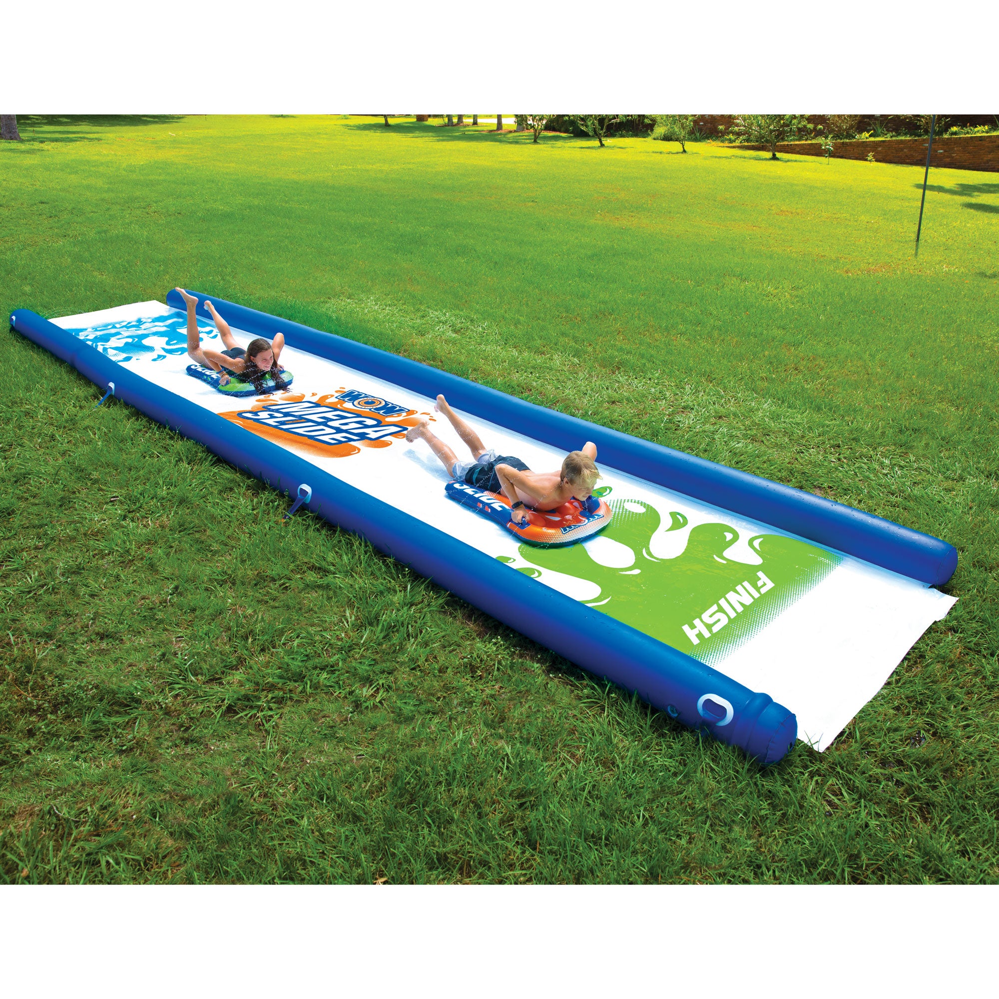 WOW Watersports Freestanding 5 Rail Towel Rack and Backyard Mega Waterslide
