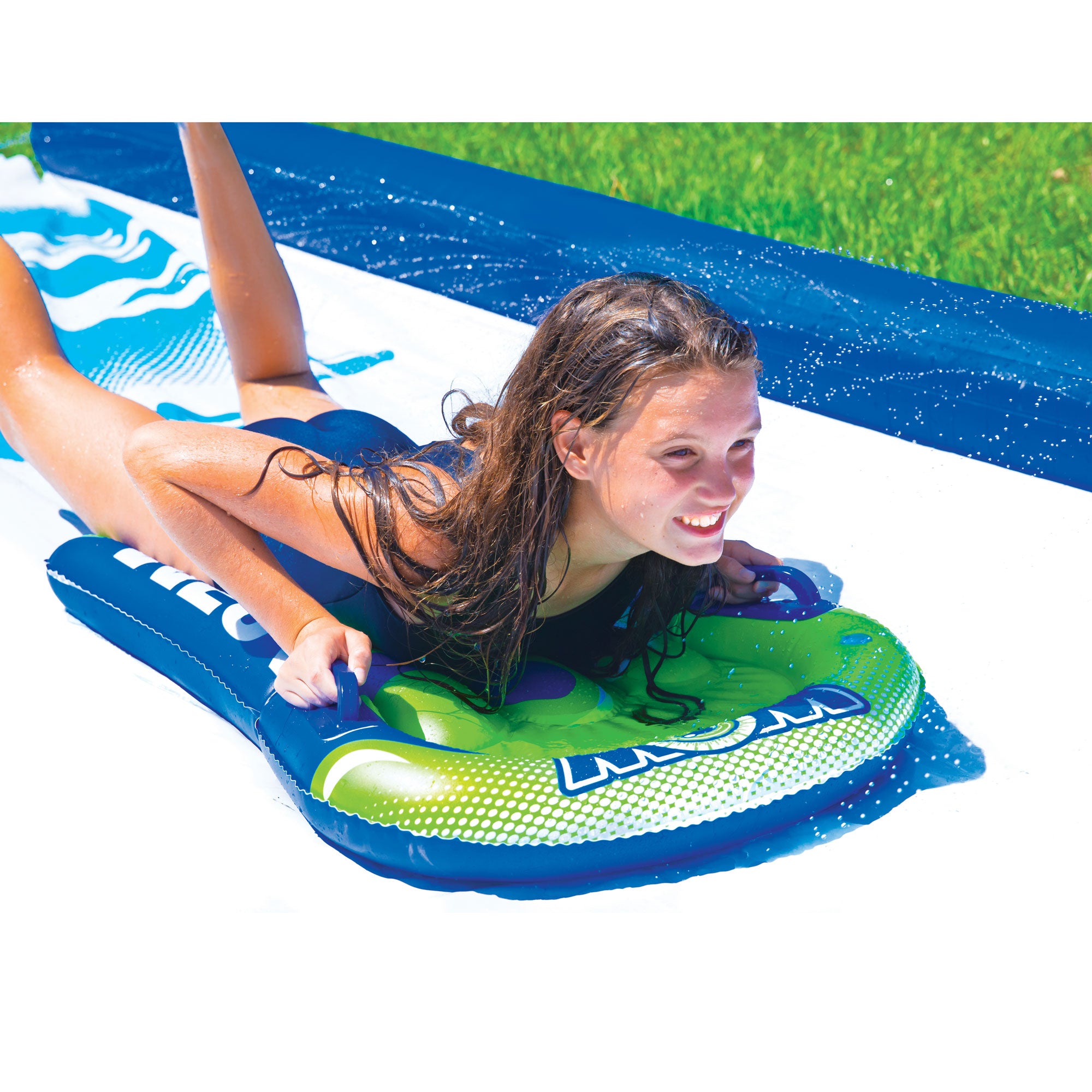 WOW Watersports Freestanding 5 Rail Towel Rack and Backyard Mega Waterslide