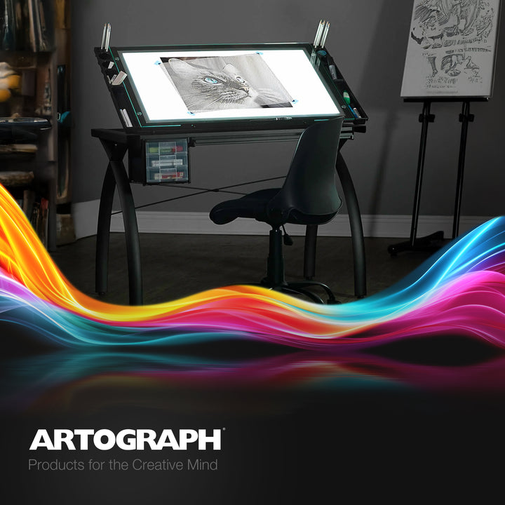Artograph Futura Light Table for Artists with Storage & Dimmable Glass Work Top