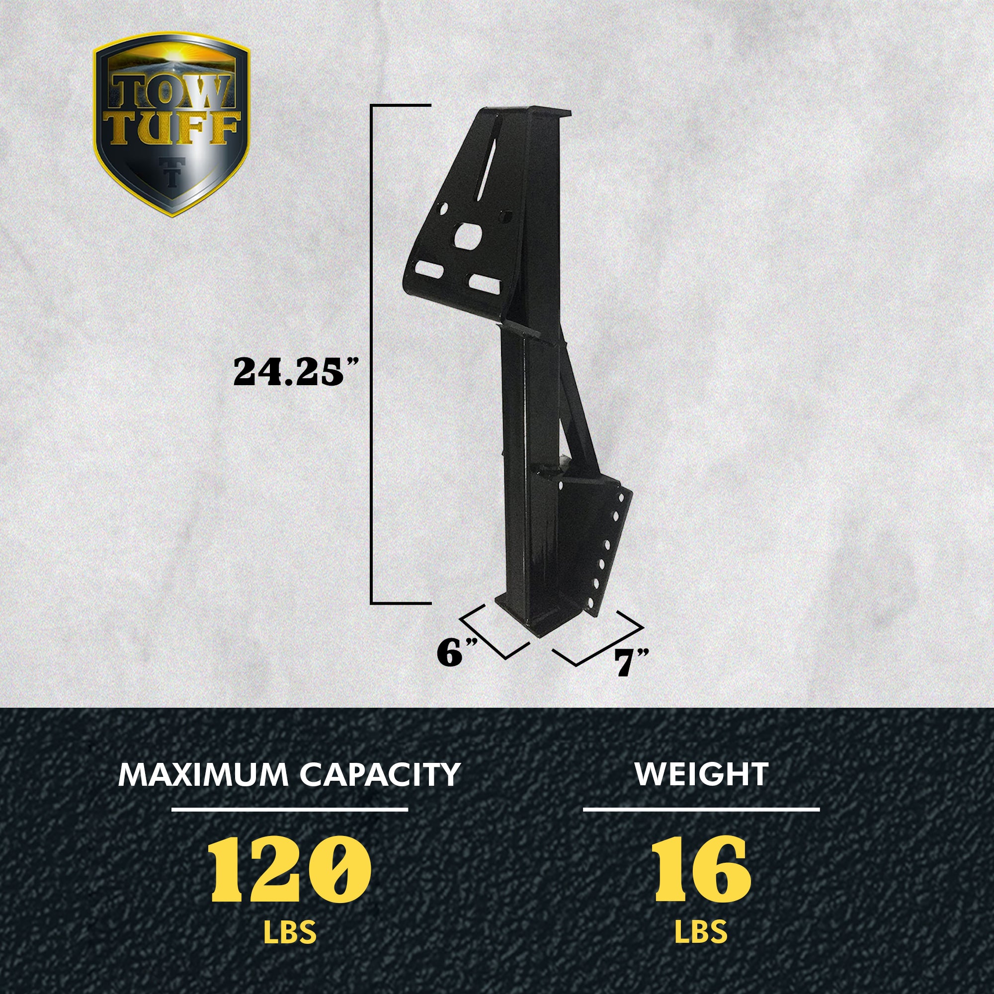 Tow Tuff TTF-08HD Heavy Duty Steel Universal Spare Trailer Tire Carrier, Black - VMInnovations