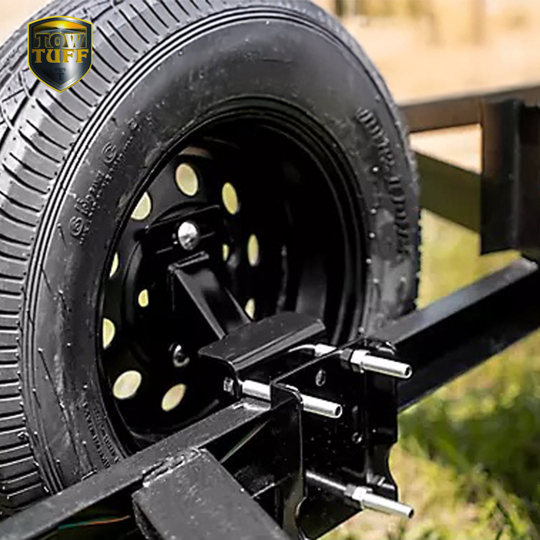 Tow Tuff TTF-08HD Heavy Duty Steel Universal Spare Trailer Tire Carrier, Black - VMInnovations