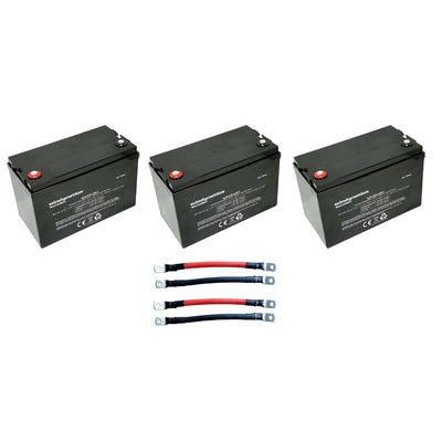 Windy Nation 12V 100 Ah Deep Cycle Solar Off Grid Battery with Cables (3 Pack)