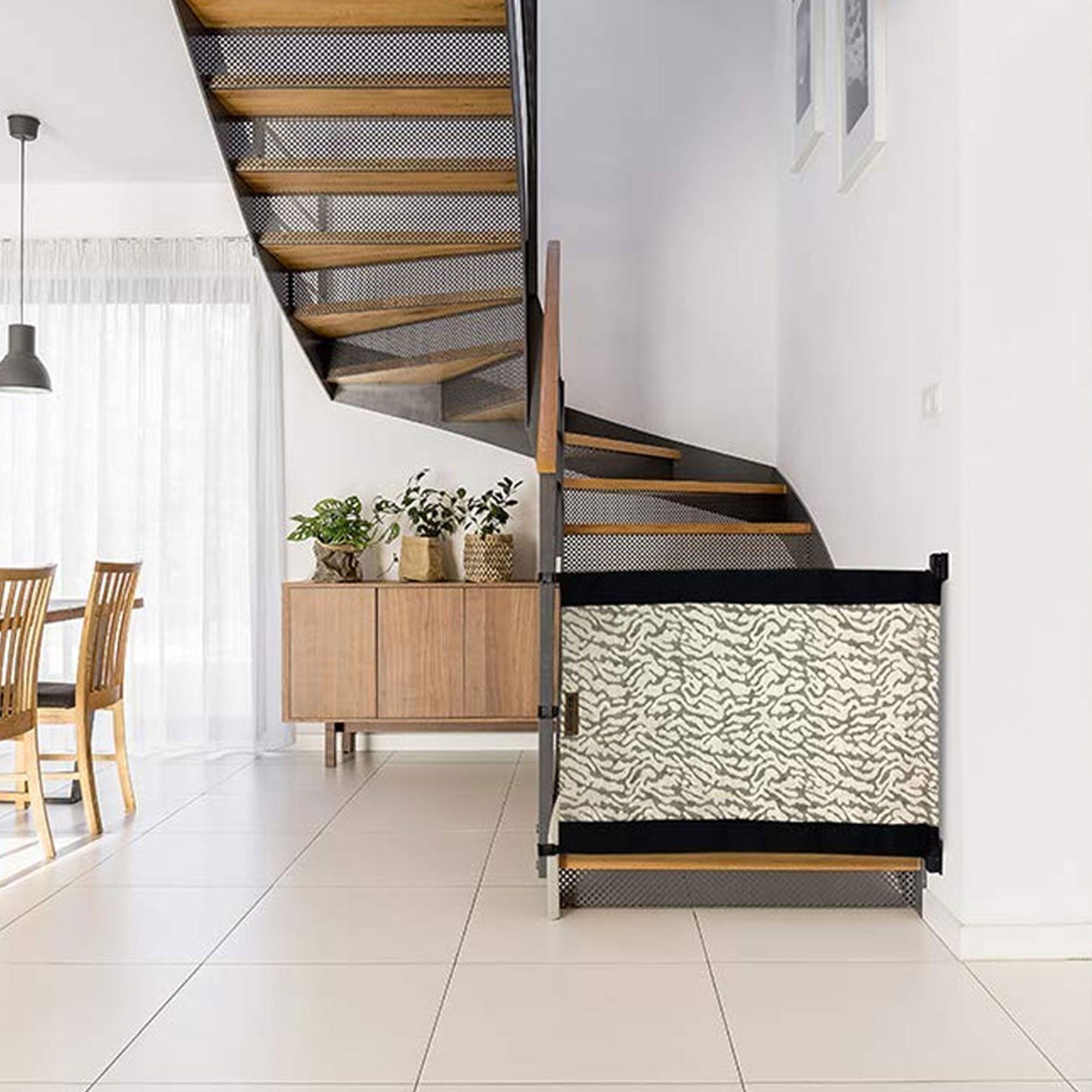 The Stair Barrier 36 to 43 Inch Wall to Banister Gate, Shades of Linen Black