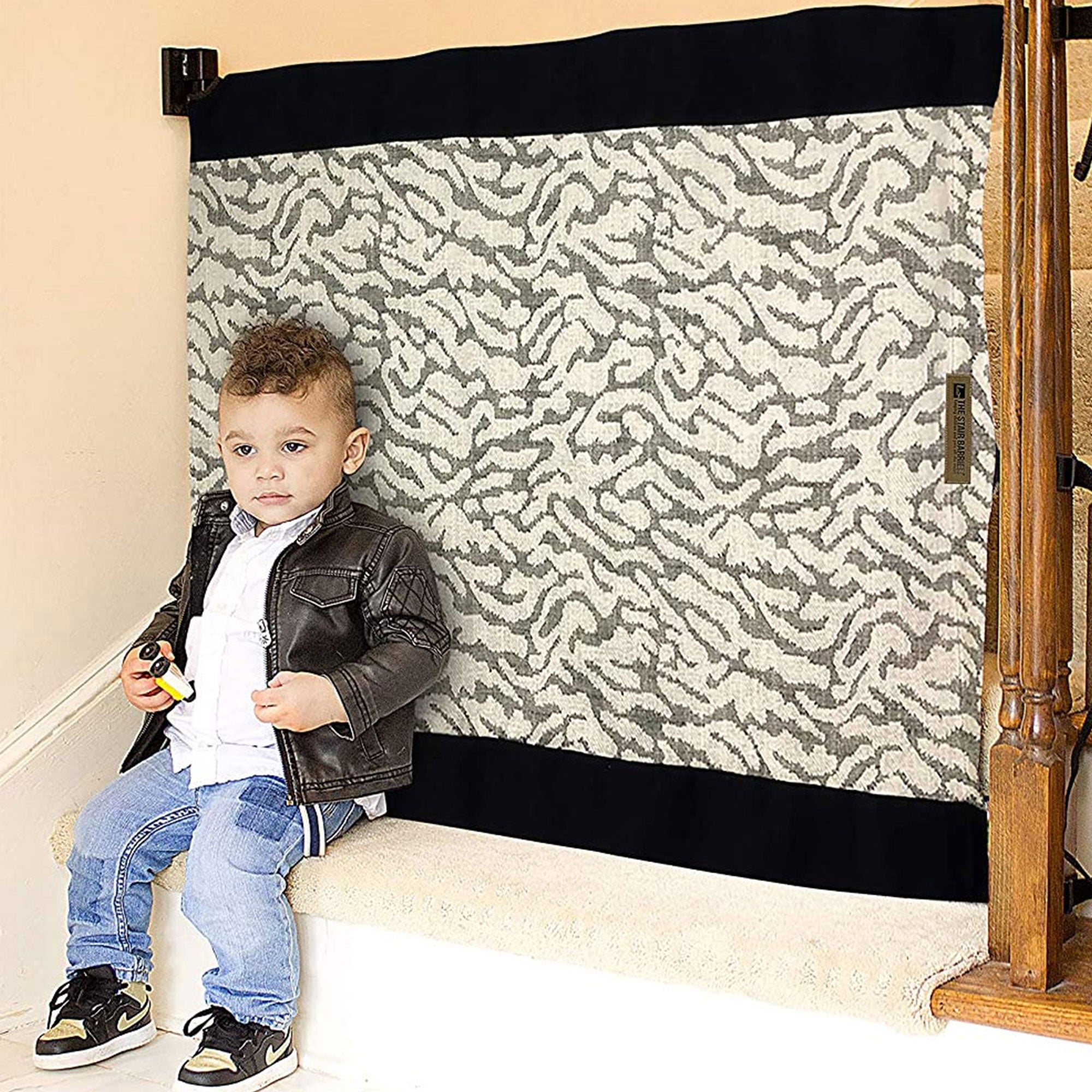The Stair Barrier 36 to 43 Inch Wall to Banister Gate, Shades of Linen Black