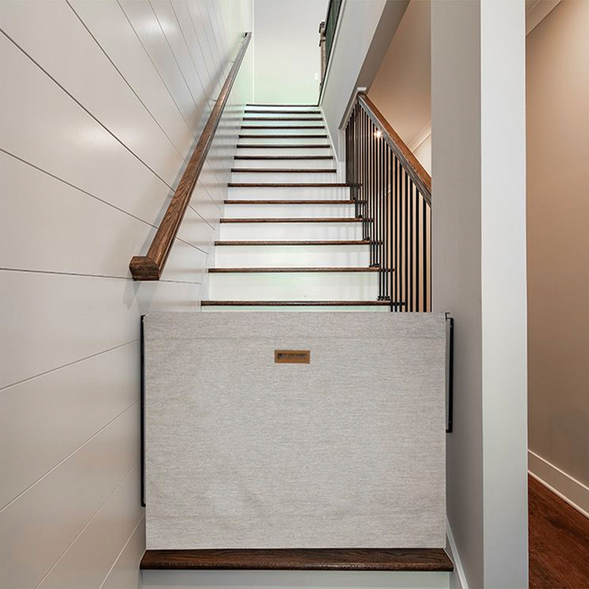 The Stair Barrier 27 to 42.5 Inch Single Panel Swing Gate, Khaki (Open Box) - VMInnovations