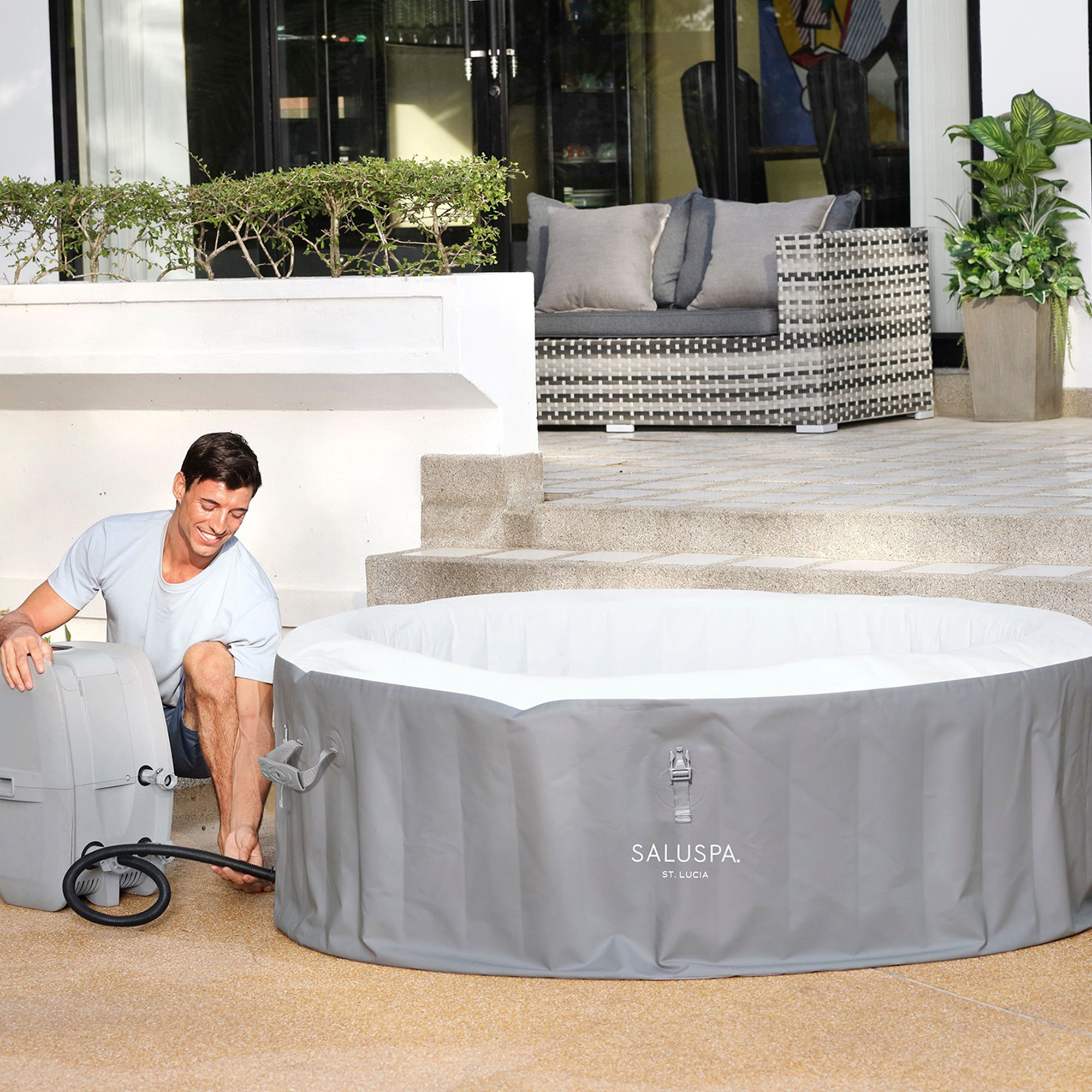 Bestway St. Lucia 67x26" SaluSpa AirJet Inflatable Hot Tub w/ Jets (For Parts)