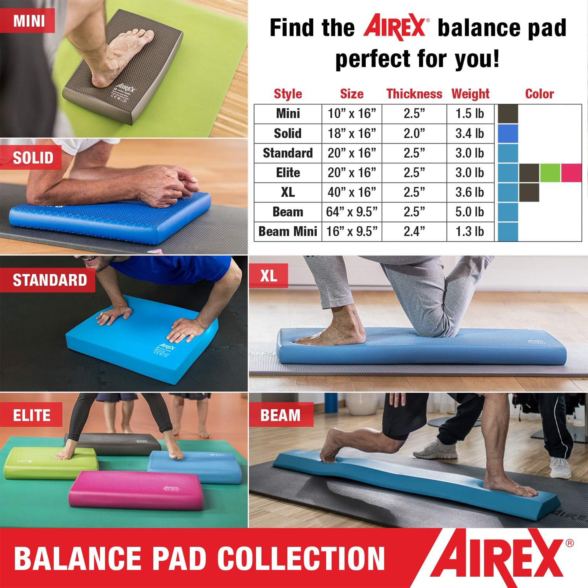 Airex Home Gym Physical Therapy Workout Yoga Foam Balance Pad, Blue (Open Box)