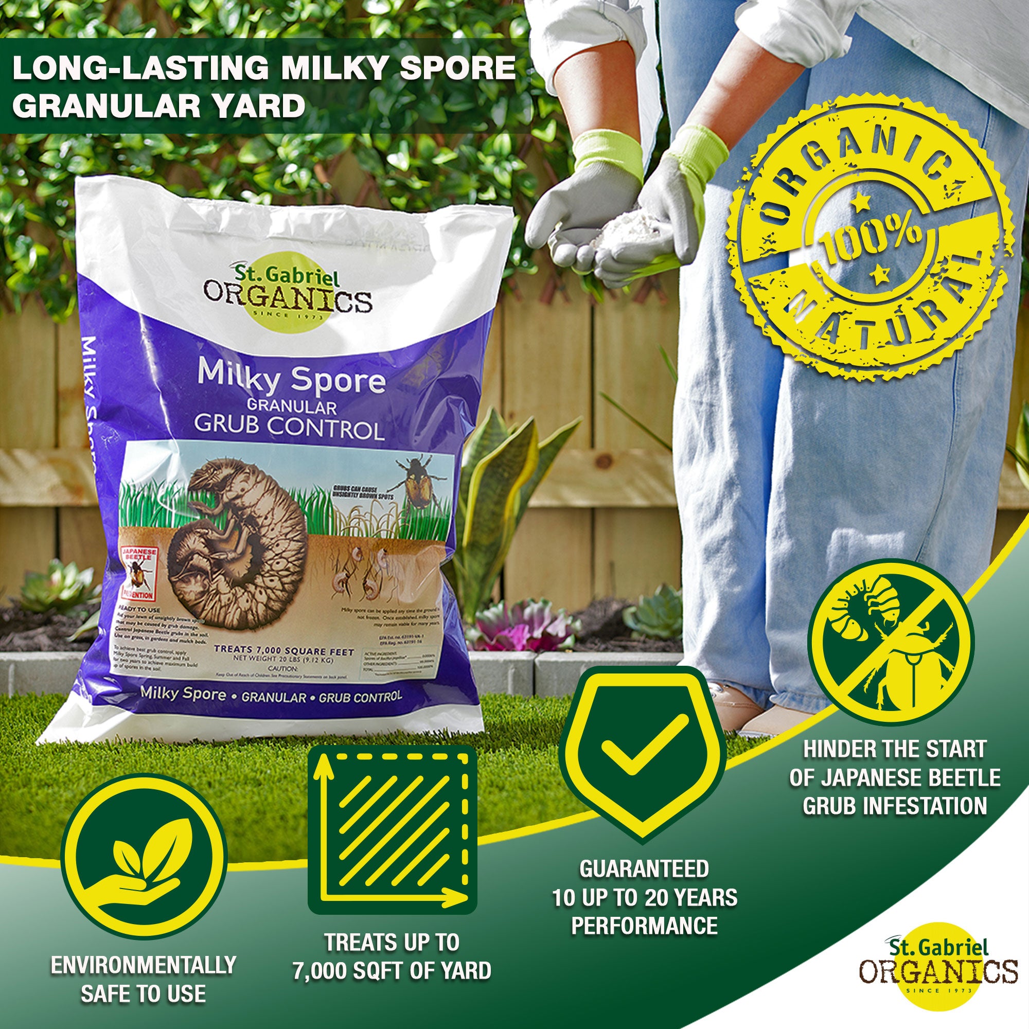 St. Gabriel Organics Milky Spore Japanese Beetle Grub Control, 20lb (Open Box)