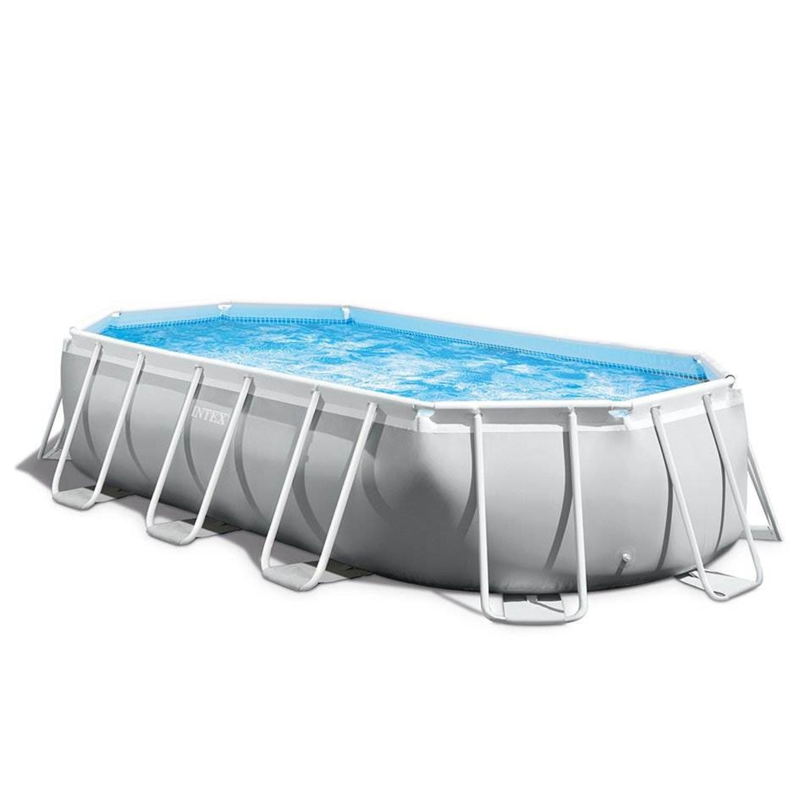 Intex Prism Frame Oval Above Ground Swimming Pool Set with Protective Canopy - VMInnovations