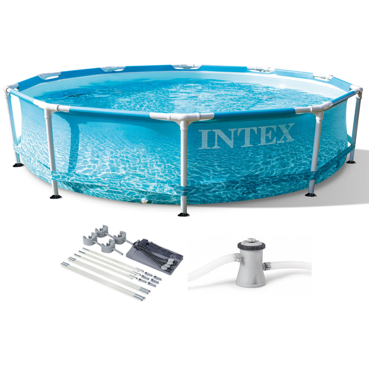 Intex 28207EH 10' x 30" Metal Frame Beachside Swimming Pool w/ Pump and Canopy