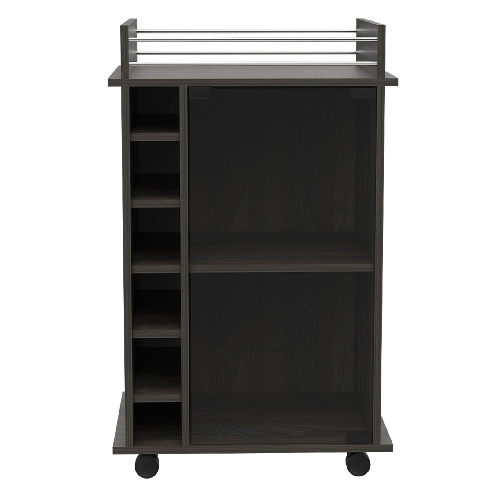 TUHOME Dukat Wine and Liquor Bar Storage Cabinet Cart with Glass Door(For Parts) - VMInnovations