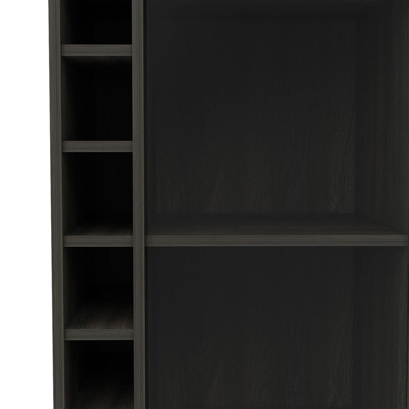 TUHOME Dukat Wine and Liquor Bar Storage Cabinet Cart with Glass Door, Espresso