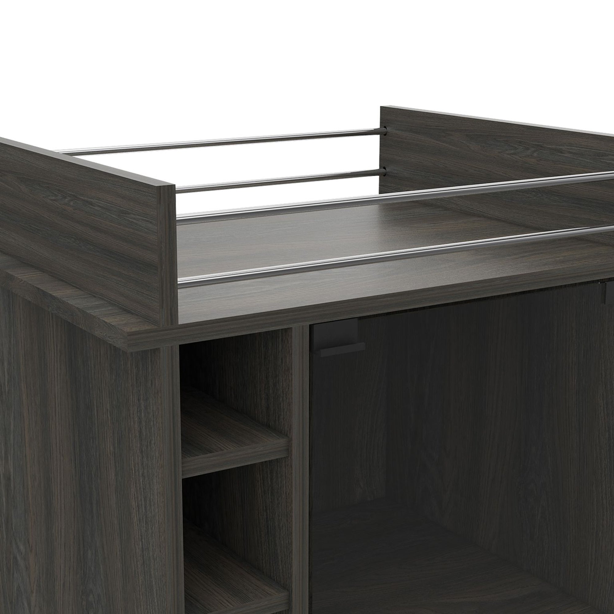 TUHOME Dukat Wine and Liquor Bar Storage Cabinet Cart with Glass Door, Espresso