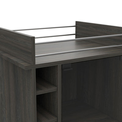 TUHOME Dukat Wine and Liquor Bar Storage Cabinet Cart with Glass Door, Espresso