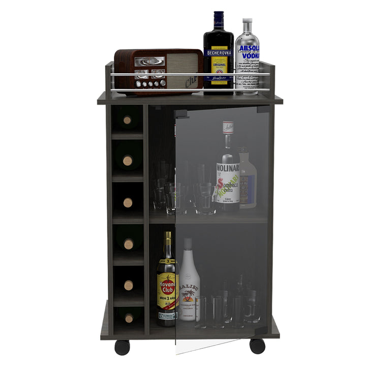 TUHOME Dukat Wine and Liquor Bar Storage Cabinet Cart with Glass Door(For Parts)