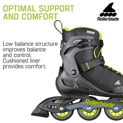 Rollerblade Men's Zetrablade Elite Inline Skates, Size 7, Black/Lime (Open Box)