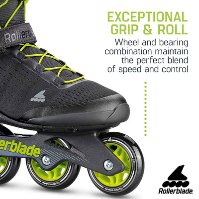 Rollerblade Men's Zetrablade Elite Inline Skates, Size 7, Black/Lime (Open Box)