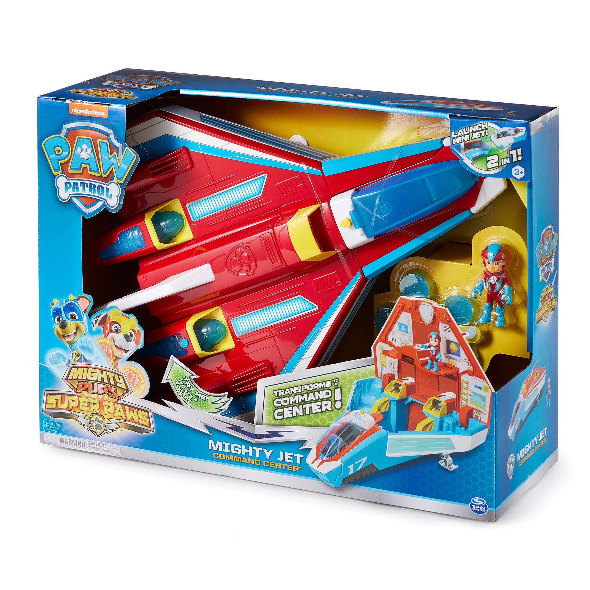 Paw Patrol Super Paws 2 in 1 Transforming Mighty Pups Jet Command Center (Used) - VMInnovations