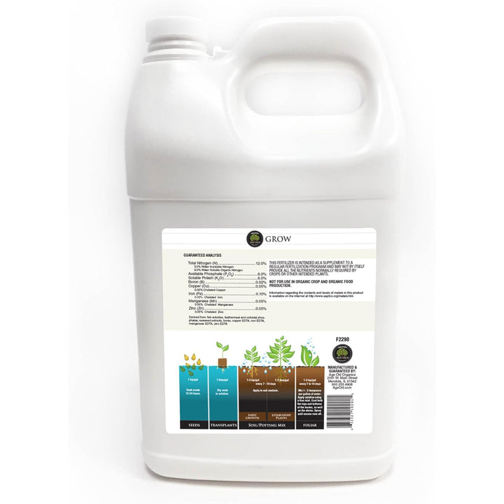 Age Old Nutrients AO10100 Grow 12-6-6 NPK Liquid Plant Fertilizer, 1 Gallon - VMInnovations