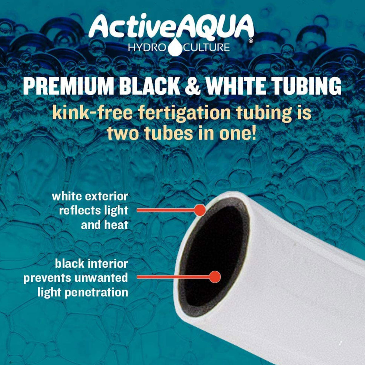 Active Aqua 1/2" Diameter Hydroponic Irrigation Tubing, 100', White (Open Box)