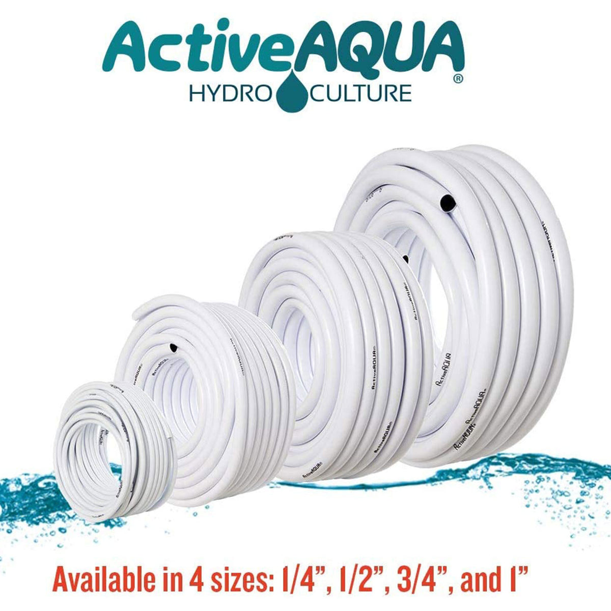 Active Aqua 1/2" Diameter Hydroponic Irrigation Tubing, 100', White (Open Box)