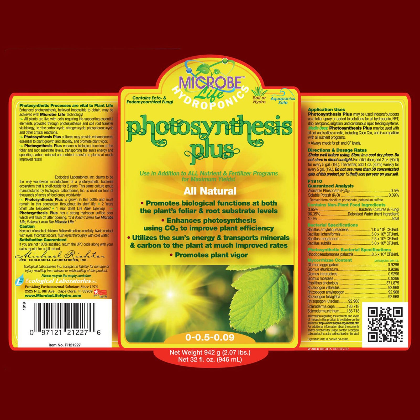 Microbe Life ML21772 Photosynthesis Plus Growth Support Novel Culture, 5 Gallons - VMInnovations