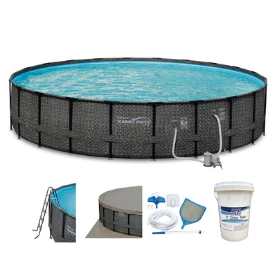 Summer Waves Elite 22ft x 52in Above Ground Frame Swimming Pool Set Kit w/ Pump