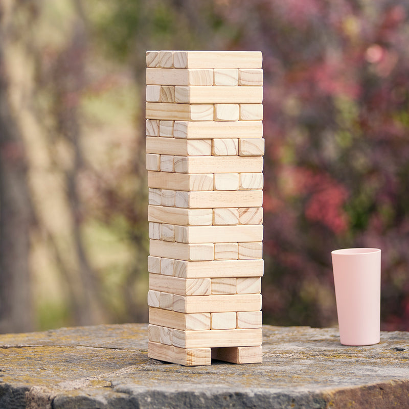 YardGames Jr Tumbling Timbers Wood Stacking Game w/ 54 Pine Blocks (Open Box)