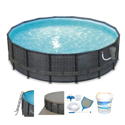 Summer Waves Elite 16ft x 48in Above Ground Frame Swimming Pool Set Kit w/ Pump