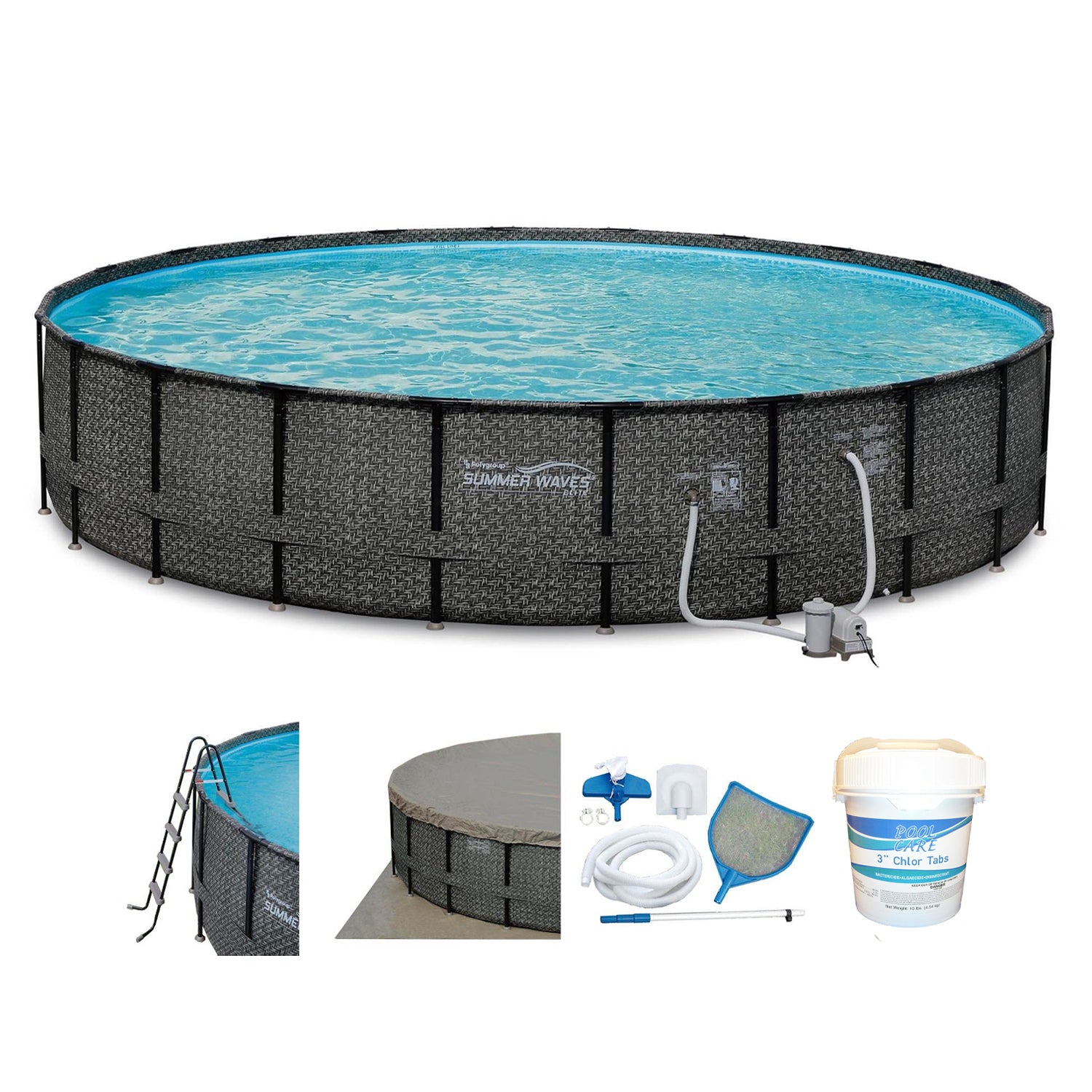 Summer Waves Elite 22ft x 52in Above Ground Frame Swimming Pool Set Kit w/ Pump