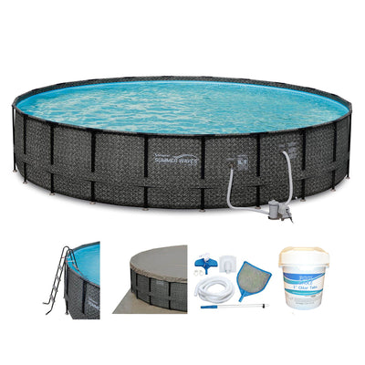 Summer Waves Elite 22ft x 52in Above Ground Frame Swimming Pool Set Kit w/ Pump