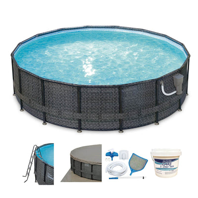 Summer Waves Elite 16ft x 48in Above Ground Frame Swimming Pool Set Kit w/ Pump