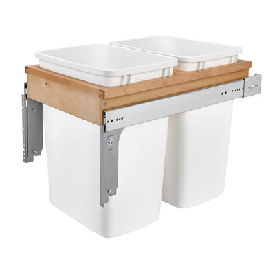 Rev-A-Shelf Double Pull Out Top Mount Trash Can 35 Qt, White, 4WCTM-18DM2-175