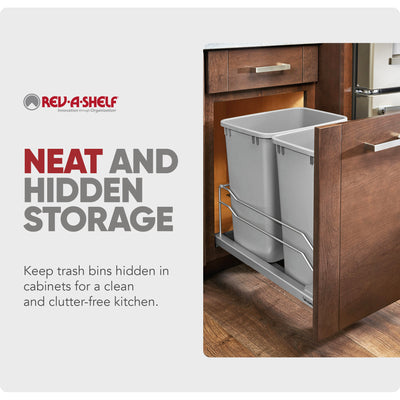 Rev-A-Shelf Double Pullout Trash Can 27 qt. with Soft-close, 53WC-1527SCDM-217