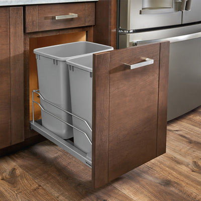 Rev-A-Shelf Double Pullout Trash Can 27 qt. with Soft-close, 53WC-1527SCDM-217 - VMInnovations