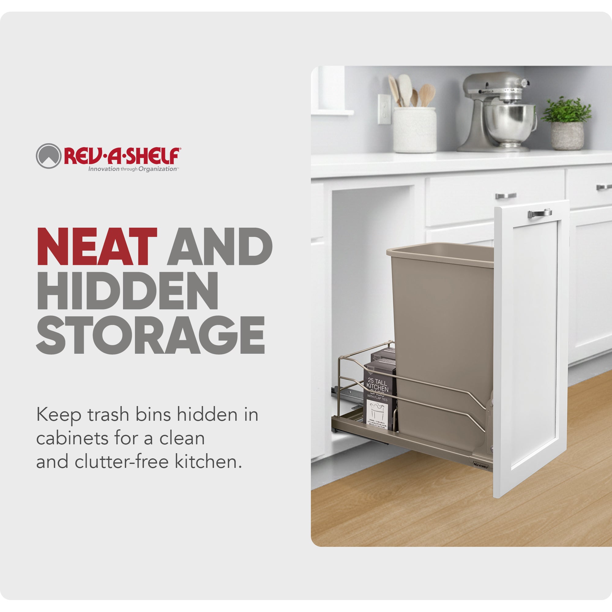 Rev-A-Shelf Pullout Kitchen Trash Can 50 qt. with Soft-close, 53WC-1550SCDM-112 - VMInnovations