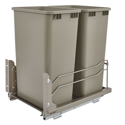 Rev-A-Shelf Double Pullout Trash Cans 50 qt. with Soft-close, 53WC-2150SCDM-212 - VMInnovations
