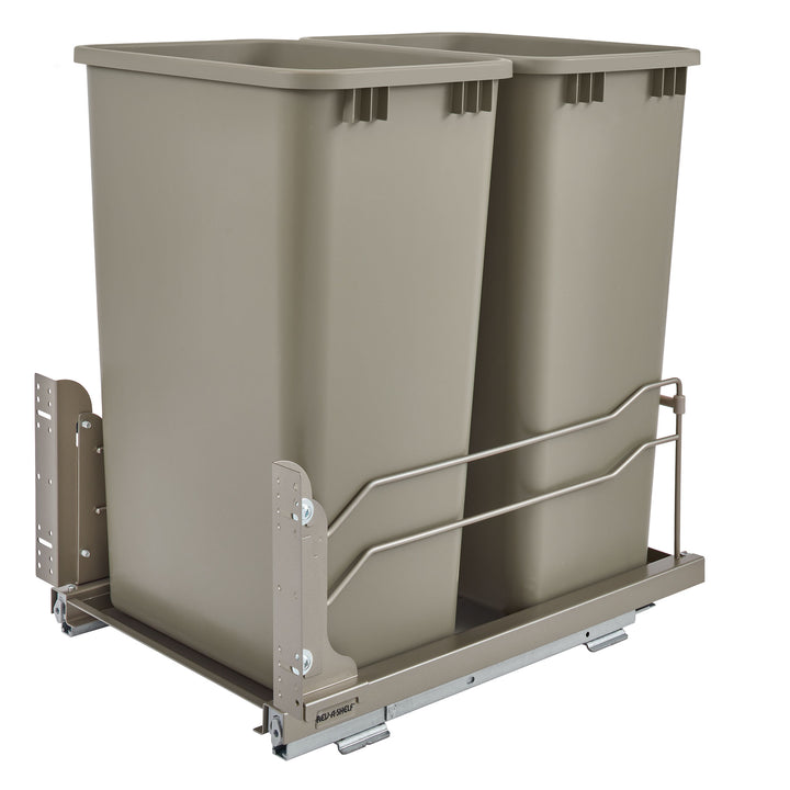 Rev-A-Shelf Double Pullout Trash Cans 50 qt. with Soft-close, 53WC-2150SCDM-212