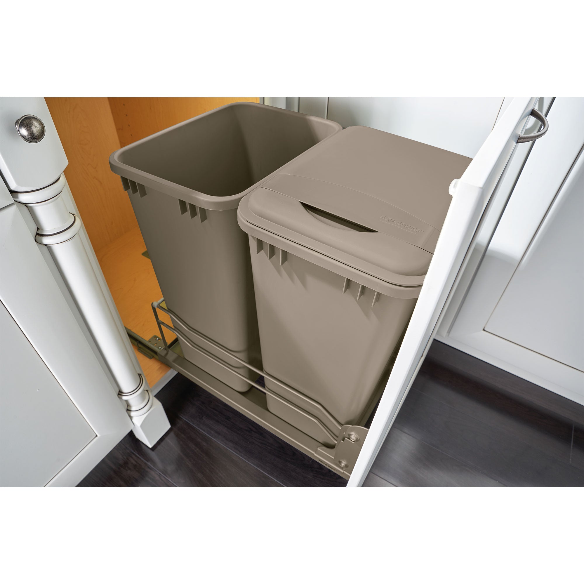 Rev-A-Shelf Double Pullout Trash Cans 50 qt. with Soft-close, 53WC-2150SCDM-212 - VMInnovations