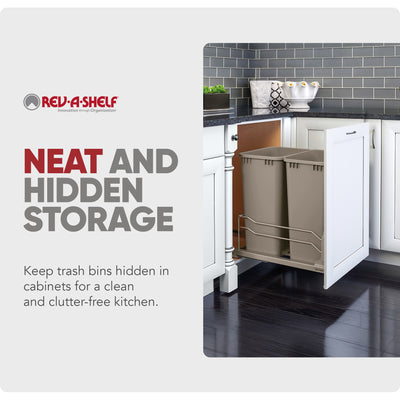 Rev-A-Shelf Double Pullout Trash Cans 50 qt. with Soft-close, 53WC-2150SCDM-212