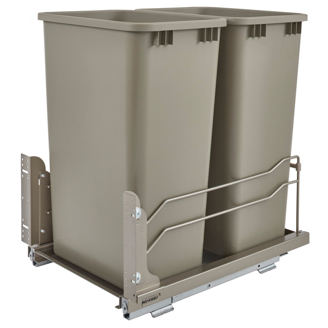 Rev-A-Shelf Double Pullout Trash Cans 50 qt. with Soft-close, 53WC-2150SCDM-212