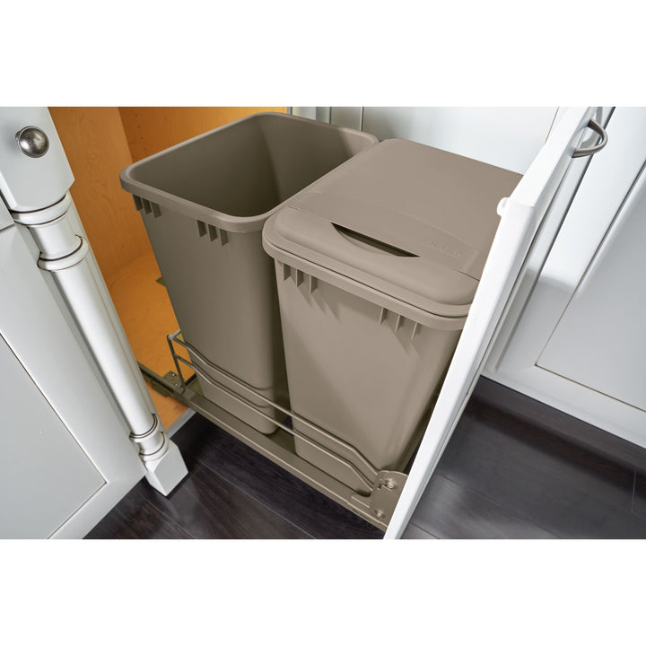 Rev-A-Shelf Double Pullout Trash Cans 50 qt. with Soft-close, 53WC-2150SCDM-212