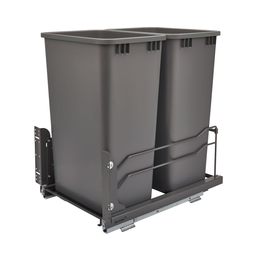 Rev-A-Shelf Double Pullout Trash Can 50 qt. with Soft-close, 53WC-2150SCDM-213